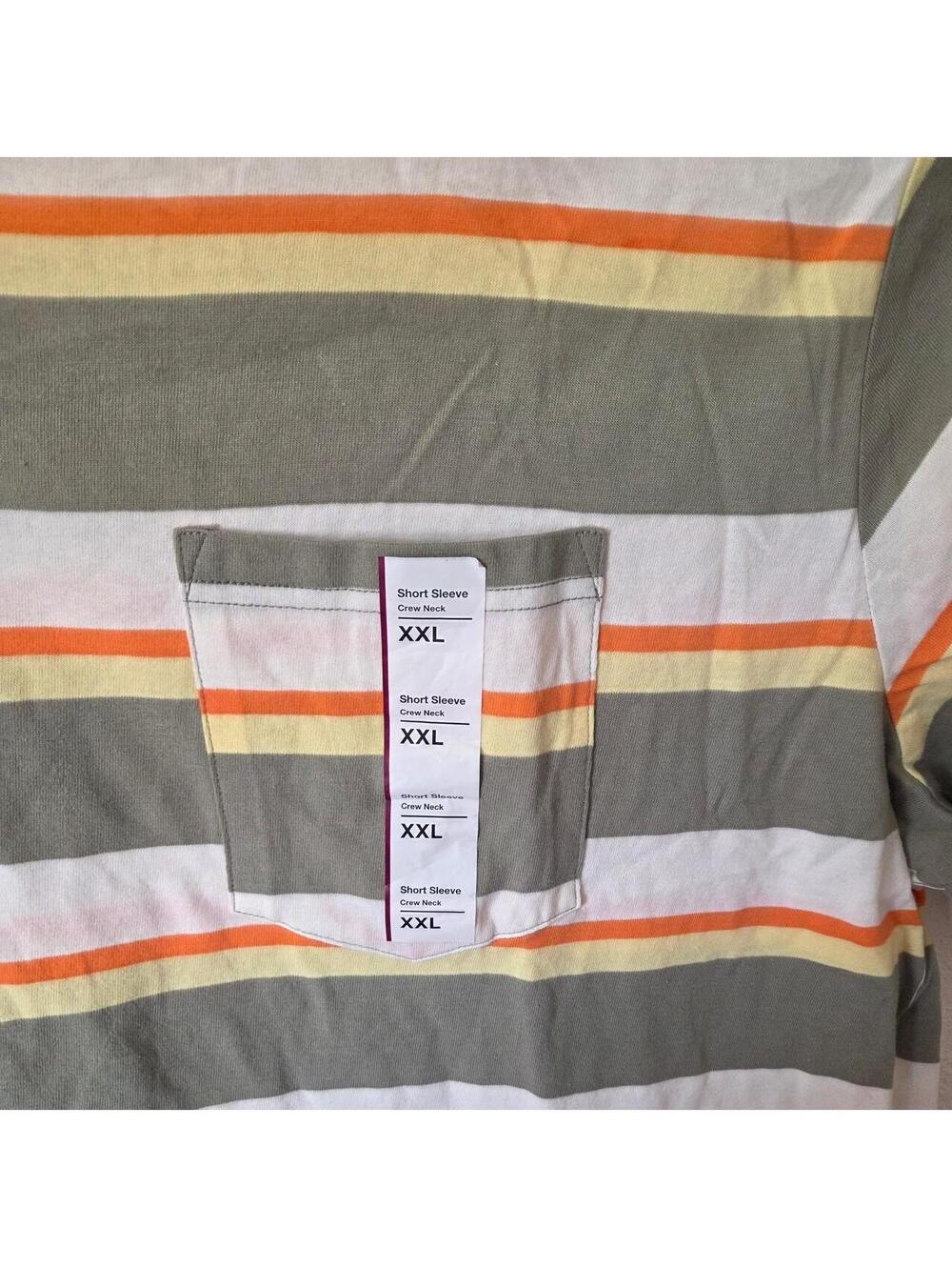 Original Use striped t-shirt with horizontal stripes in olive green, orange - Picture 2 of 4